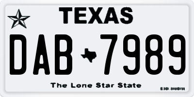 TX license plate DAB7989