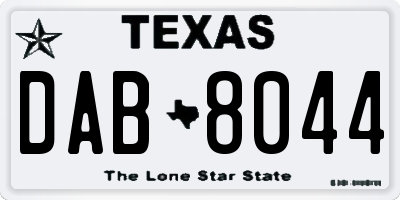 TX license plate DAB8044