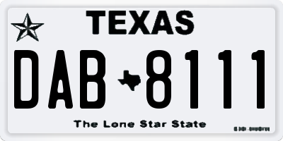 TX license plate DAB8111