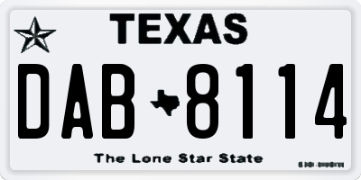 TX license plate DAB8114