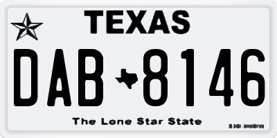 TX license plate DAB8146
