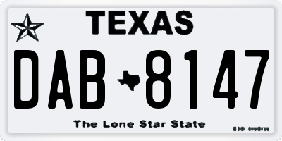 TX license plate DAB8147
