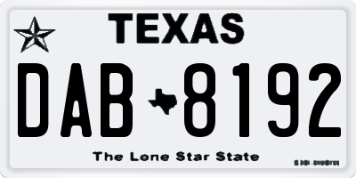 TX license plate DAB8192