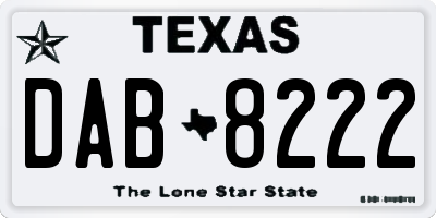 TX license plate DAB8222