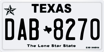TX license plate DAB8270