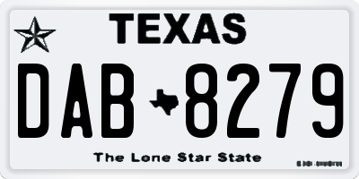 TX license plate DAB8279