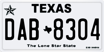 TX license plate DAB8304