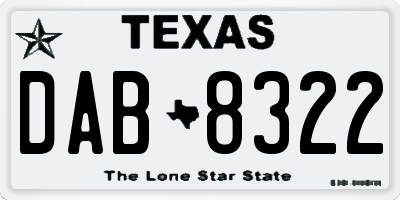 TX license plate DAB8322