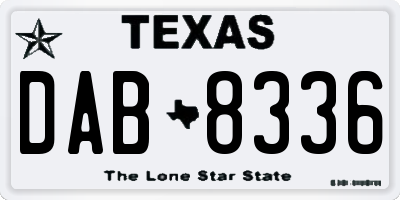 TX license plate DAB8336