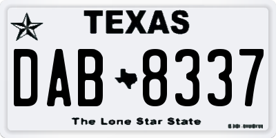 TX license plate DAB8337