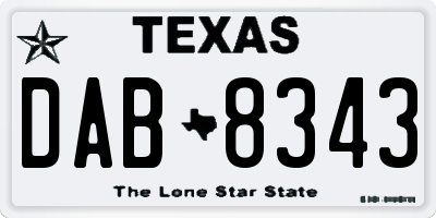 TX license plate DAB8343
