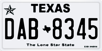 TX license plate DAB8345