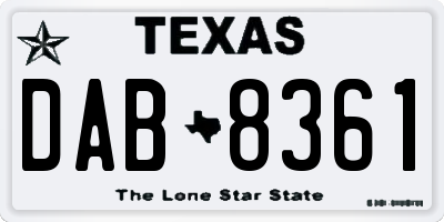 TX license plate DAB8361