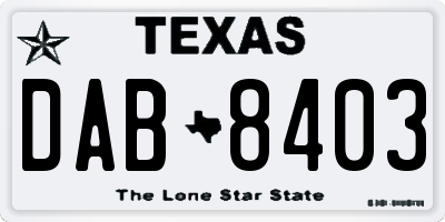 TX license plate DAB8403