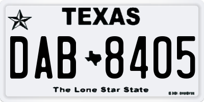 TX license plate DAB8405