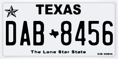 TX license plate DAB8456