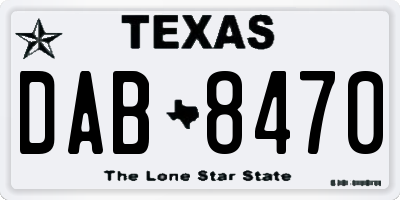 TX license plate DAB8470