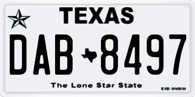 TX license plate DAB8497