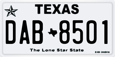 TX license plate DAB8501