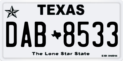 TX license plate DAB8533