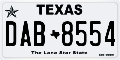 TX license plate DAB8554