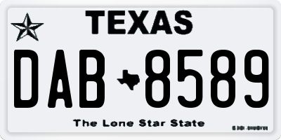 TX license plate DAB8589