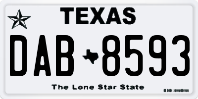 TX license plate DAB8593