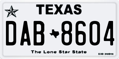 TX license plate DAB8604
