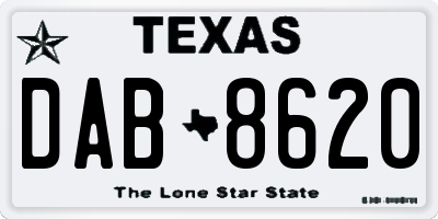 TX license plate DAB8620
