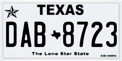 TX license plate DAB8723