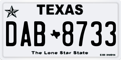 TX license plate DAB8733