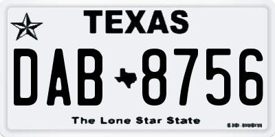 TX license plate DAB8756