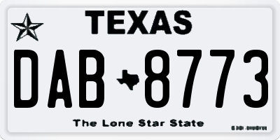 TX license plate DAB8773