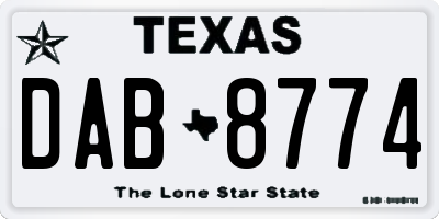 TX license plate DAB8774