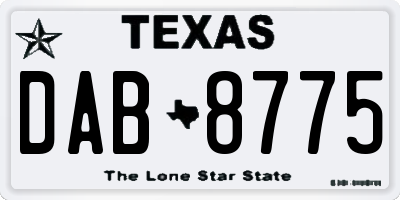 TX license plate DAB8775