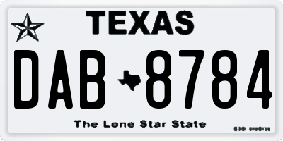 TX license plate DAB8784