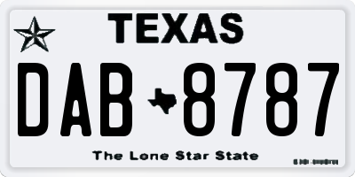 TX license plate DAB8787