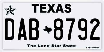 TX license plate DAB8792