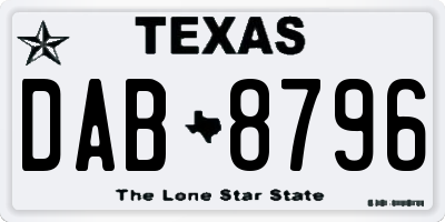TX license plate DAB8796