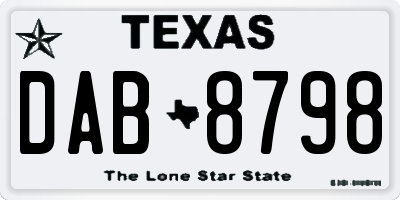 TX license plate DAB8798