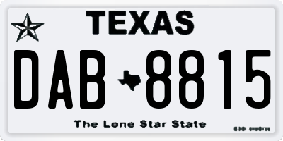 TX license plate DAB8815