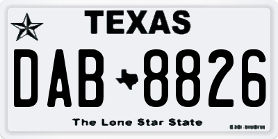 TX license plate DAB8826