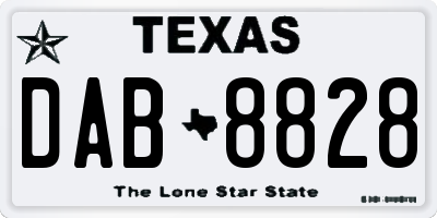 TX license plate DAB8828