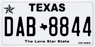 TX license plate DAB8844