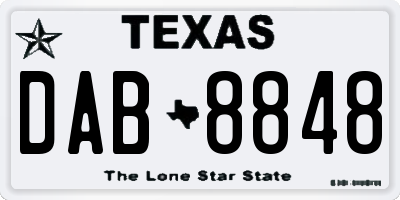 TX license plate DAB8848