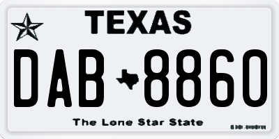 TX license plate DAB8860