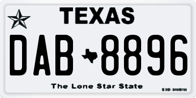 TX license plate DAB8896