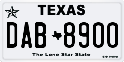 TX license plate DAB8900