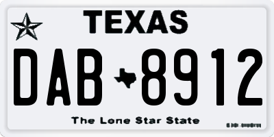 TX license plate DAB8912