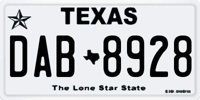 TX license plate DAB8928